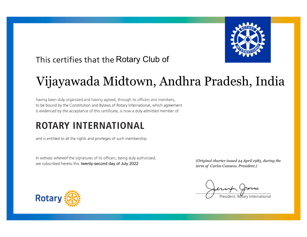 Charter Certificate of Vijayawada Midtown